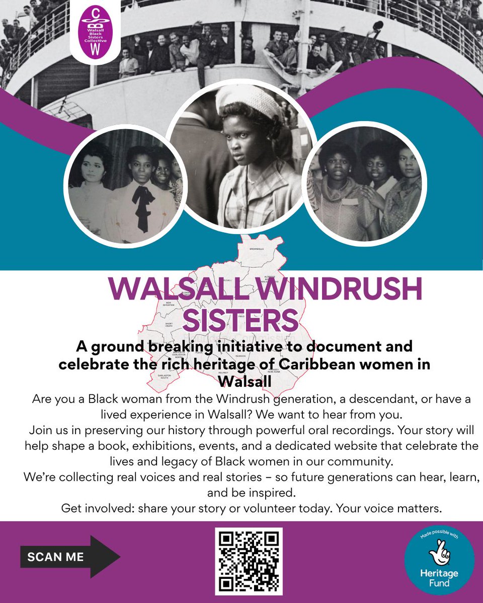 WalsallBSC (@bscwalsall) on Twitter photo Are you a Black woman from the Windrush generation, a descendant, or someone with lived experience in Walsall?
We are gathering voices and stories to inspire and educate future generations.
To get involved, email us
info@walsallbsc.co.uk
#walsallwindrushsisters Are you a Black woman from the Windrush generation, a descendant, or someone with lived experience in Walsall?
We are gathering voices and stories to inspire and educate future generations.
To get involved, email us
info@walsallbsc.co.uk
#walsallwindrushsisters