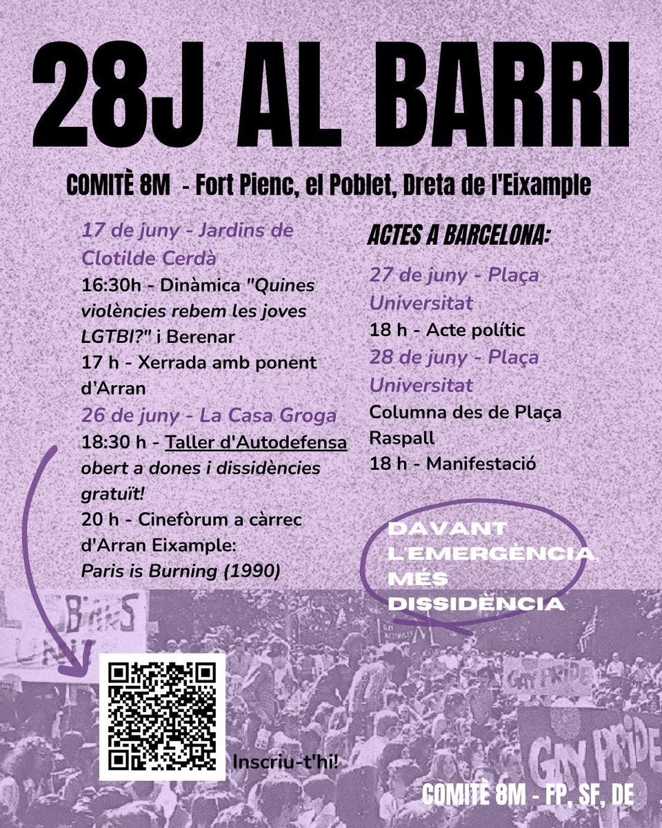 🌈📣 El 28J al Fort Pienc, el Poblet i la Dreta de l'Eixample.

✨Ens trobem avui als Jardins de Clotilde Cerdà!