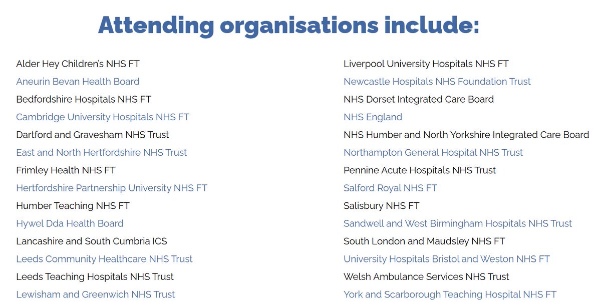 Digital Health Summer Schools (@dhsummerschools) on Twitter photo Which organisations will attend Summer Schools 2025? 70+ NHS organisations will be represented by inspiring CCIOs, CIOs, and CNIOs and digital leaders. 
Join them 17-18 July at the University of Warwick to network with senior NHS IT leaders. 
eu1.hubs.ly/H0l2KZr0 
#DHSS25 Which organisations will attend Summer Schools 2025? 70+ NHS organisations will be represented by inspiring CCIOs, CIOs, and CNIOs and digital leaders. 
Join them 17-18 July at the University of Warwick to network with senior NHS IT leaders. 
eu1.hubs.ly/H0l2KZr0 
#DHSS25
