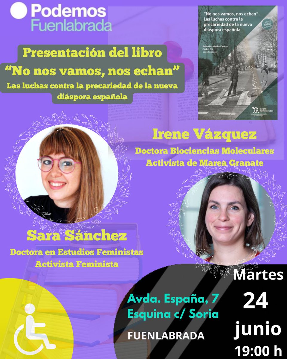 El próximo martes, día 24, estaré en #Fuenlabrada, junto a <a href="/IreneVD1/">Irene VD</a>, para presentar el #libro "No nos vamos, nos echan", en el que ambas hemos participado. Allí hablaré de la experiencia de la <a href="/afeministaparis/">Asamblea Feminista París</a>, dentro del movimiento #feminista transnacional. ¡Os esperamos!