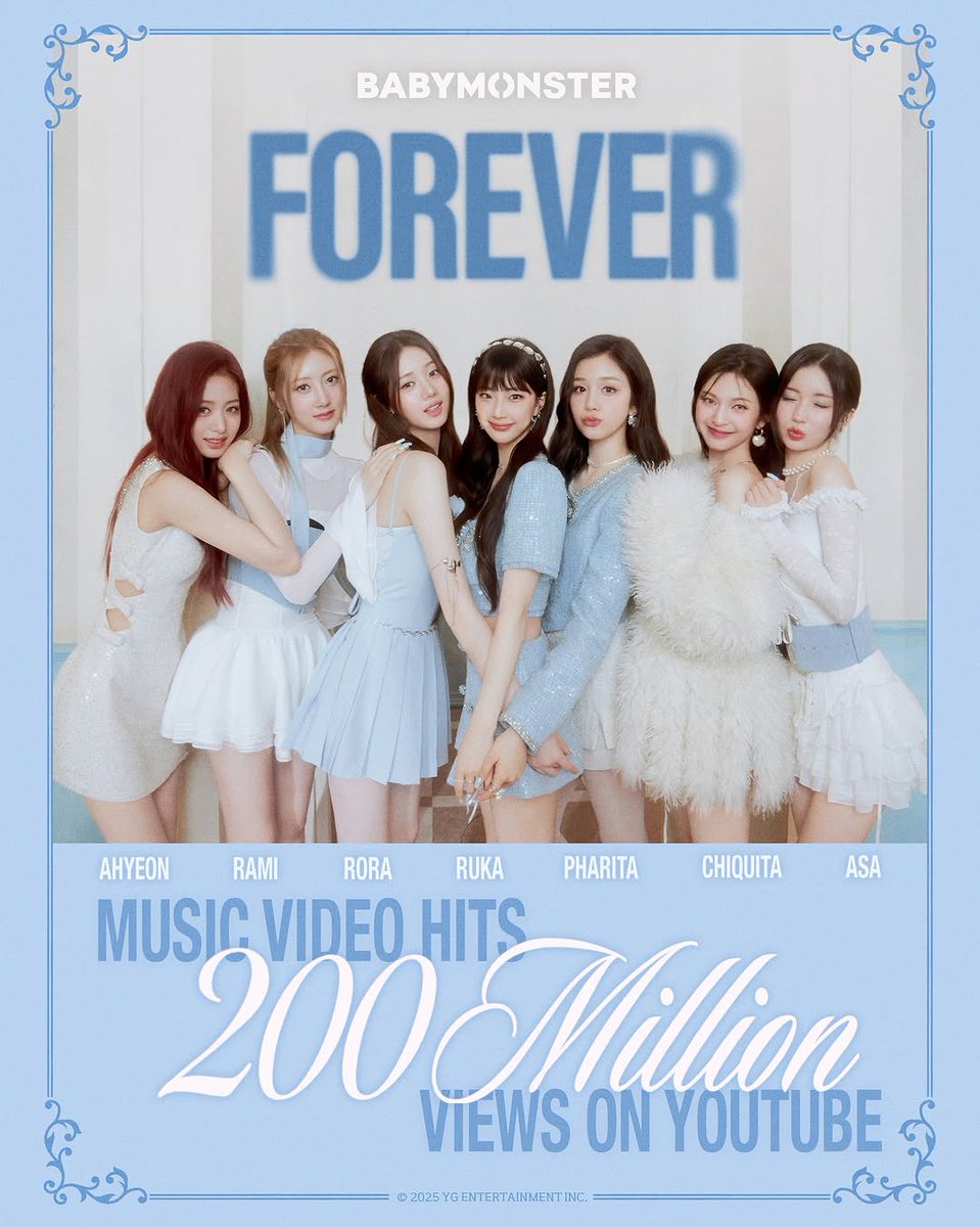 BabyMonsterCR's tweet photo. 📰INFO | BABYMONSTER

El video musical de 'FOREVER', alcanzó los 200 millones de reproducciones en YOUTUBE.

Póster oficial by: @ygent_official

 #BABYMONSTER #베이비몬스터 #FOREVER #MV #200MILLION #YOUTUBE #YG 

🩵 | BABYMONSTER CR. https://t.co/jOhId1z2Fd