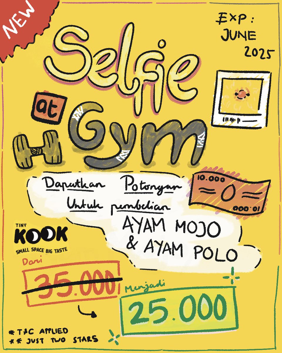 kevin_julians's tweet photo. RT guys. Ada Promo Baru untuk patrons yang suka gym. 

Tunjukan foto selfie setelah gym (max. 24 jam yang lalu) dan post di story beserta tag #ayammojo atau #ayampolo, dapatkan potongan Rp 10.000 untuk Ayam Mojo atau Ayam Polo 🤩😆😊💛👍😙😚 https://t.co/YbJKERzS20