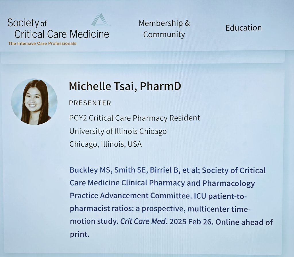 UIC PGY2 Critical Care Pharmacy Residency (@uiccritcarerx) on Twitter photo Join us on Friday, June 20, 1-2PM CST for <a href="/SCCM/">SCCM</a> Journal Club: Spotlight on Pharmacy featuring Dr. Michelle Tsai from <a href="/UICPharm/">UIC Retzky College of Pharmacy</a>! She'll discuss ICU patient-to-pharmacist ratios from a recent article in <a href="/CritCareMed/">Critical Care Medicine</a>.
More info on SCCM Connect.
#PharmICU #TwitteRX Join us on Friday, June 20, 1-2PM CST for <a href="/SCCM/">SCCM</a> Journal Club: Spotlight on Pharmacy featuring Dr. Michelle Tsai from <a href="/UICPharm/">UIC Retzky College of Pharmacy</a>! She'll discuss ICU patient-to-pharmacist ratios from a recent article in <a href="/CritCareMed/">Critical Care Medicine</a>.
More info on SCCM Connect.
#PharmICU #TwitteRX