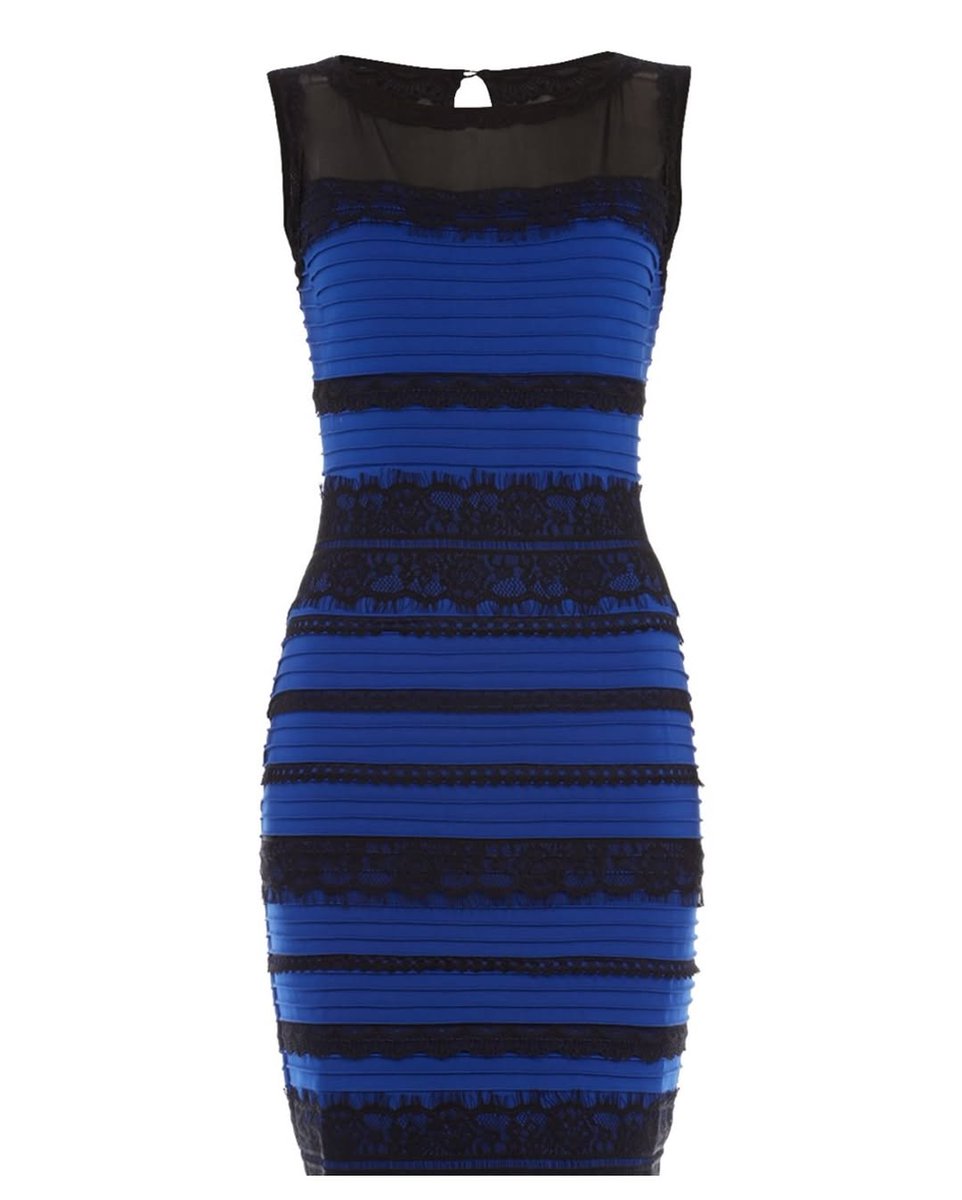 historyinmemes's tweet image. 10 years ago, this dress was posted on tumblr causing a viral debate on whether it was blue and black or white and gold. The phenomenon revealed differences in human color perception and became the subject of scientific investigations into neuroscience and vision science.