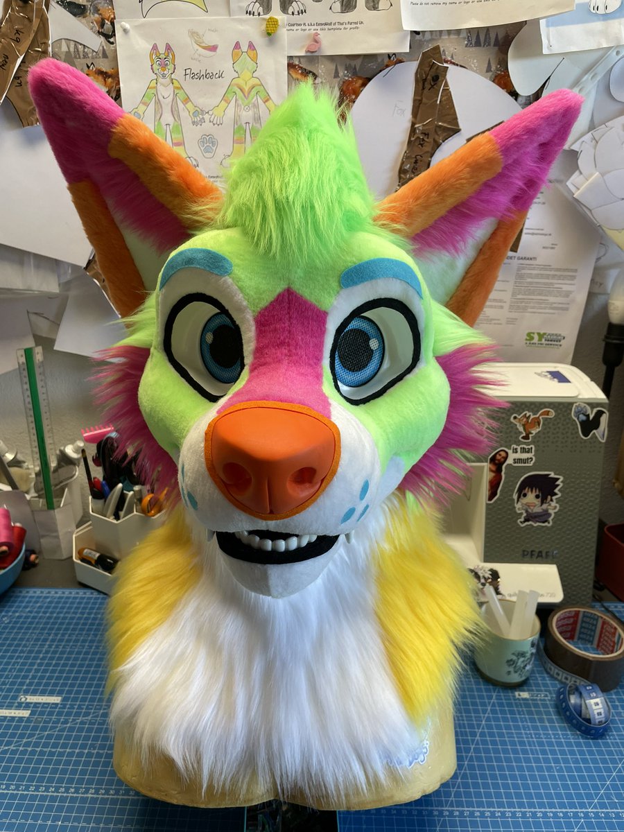 Almost done with the head of this artistic liberty fullsuit! Flashback is the most colorful I’ve made to date. Way out of my usual comfort zone but has been a fun artistic challenge!

The instructions for this was to a colorful surprise. Can’t wait to see the whole suit done!