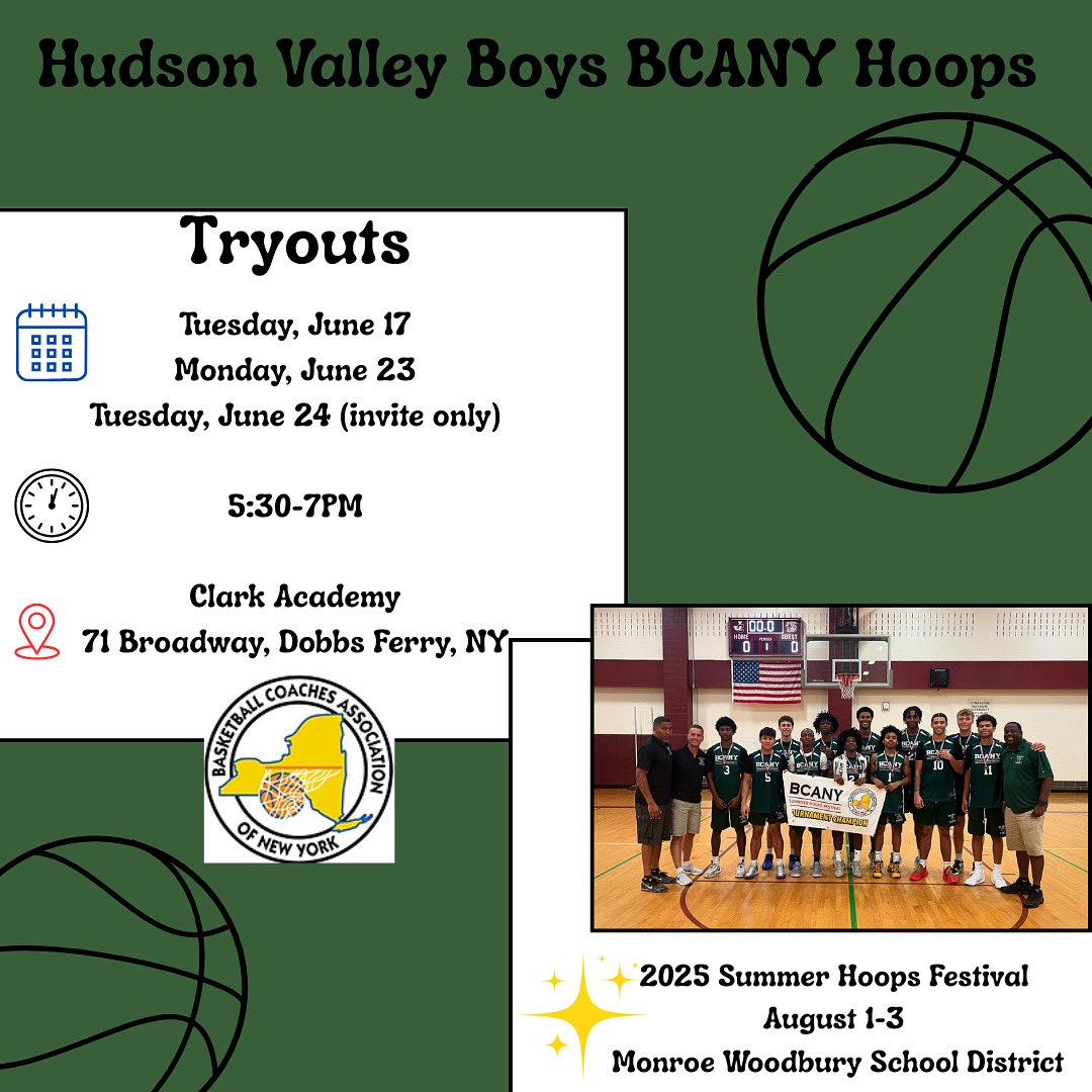 Tyrone Carver Jr. (@coachcarver_) on Twitter photo First 2025 Hudson Valley BCANY Tryout TONIGHT 5:30pm at Clark Academy! <a href="/LowerHudsonHoop/">LHBCA</a> <a href="/KDJmedia1/">Kevin Devaney Jr.</a> <a href="/lohudsports/">lohud sports</a> <a href="/lohudhoopsmbd/">lohudhoopsmbd</a> First 2025 Hudson Valley BCANY Tryout TONIGHT 5:30pm at Clark Academy! <a href="/LowerHudsonHoop/">LHBCA</a> <a href="/KDJmedia1/">Kevin Devaney Jr.</a> <a href="/lohudsports/">lohud sports</a> <a href="/lohudhoopsmbd/">lohudhoopsmbd</a>
