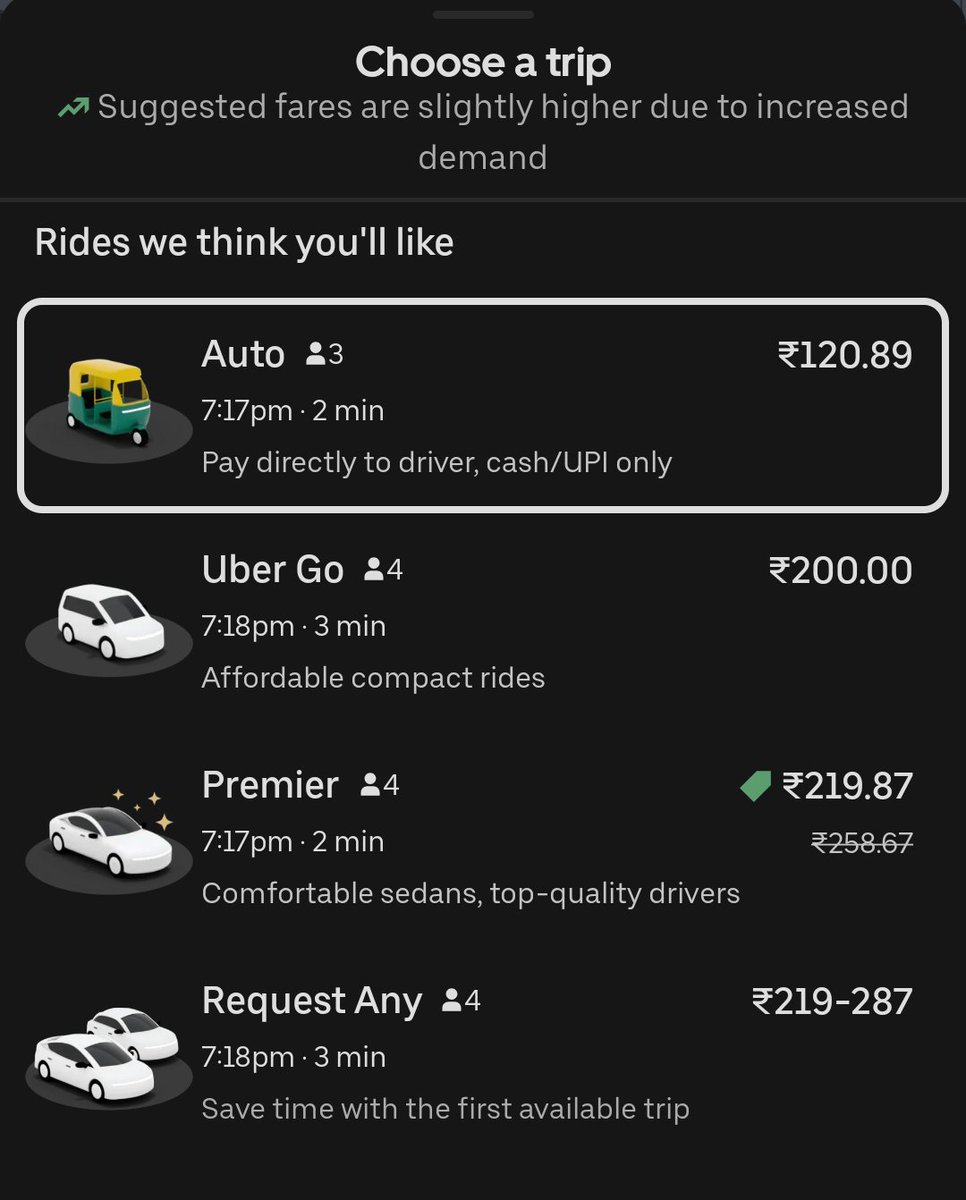 Koustubht1's tweet photo. @Uber_India YOO!! bro you good ?? 
:( Uber is charging 120 for 03 Kms 🫰🏻💵 #Bengaluru #Uber https://t.co/cAjJNTGzaF