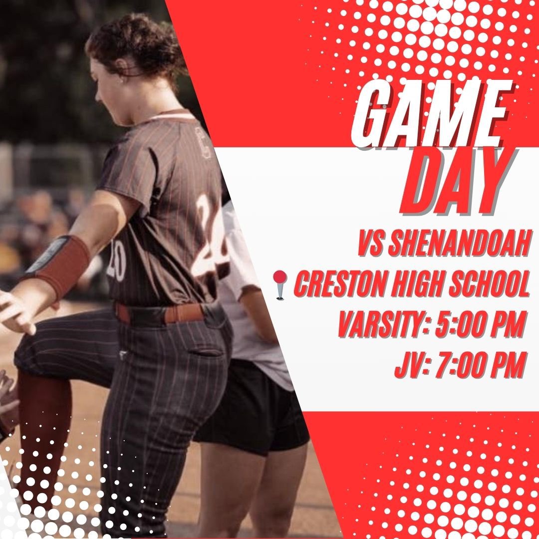 Creston Panther Softball 🥎🥎 (@crestonsoftball) on Twitter photo 🚨It’s Game Day
🥎 vs Shenandoah 
📍Creston High School 
⏰ Varsity 5:00 PM, JV 7:00 PM 🚨It’s Game Day
🥎 vs Shenandoah 
📍Creston High School 
⏰ Varsity 5:00 PM, JV 7:00 PM