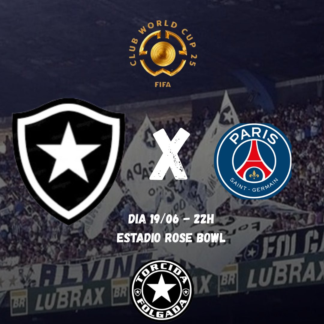 QUINTA É DIA DE BOTAFOGO NO MUNDIAL!  Mais uma decisão… BOTAFOGO x PSG pelo Mundial de Clubes! Do outro lado, um dos clubes mais temidos do mundo. Mas aqui, meu amigo… aqui tem história, tem tradição.
Vamos acreditar, torcer, vibrar e empurrar o Fogão rumo à glória mundial!