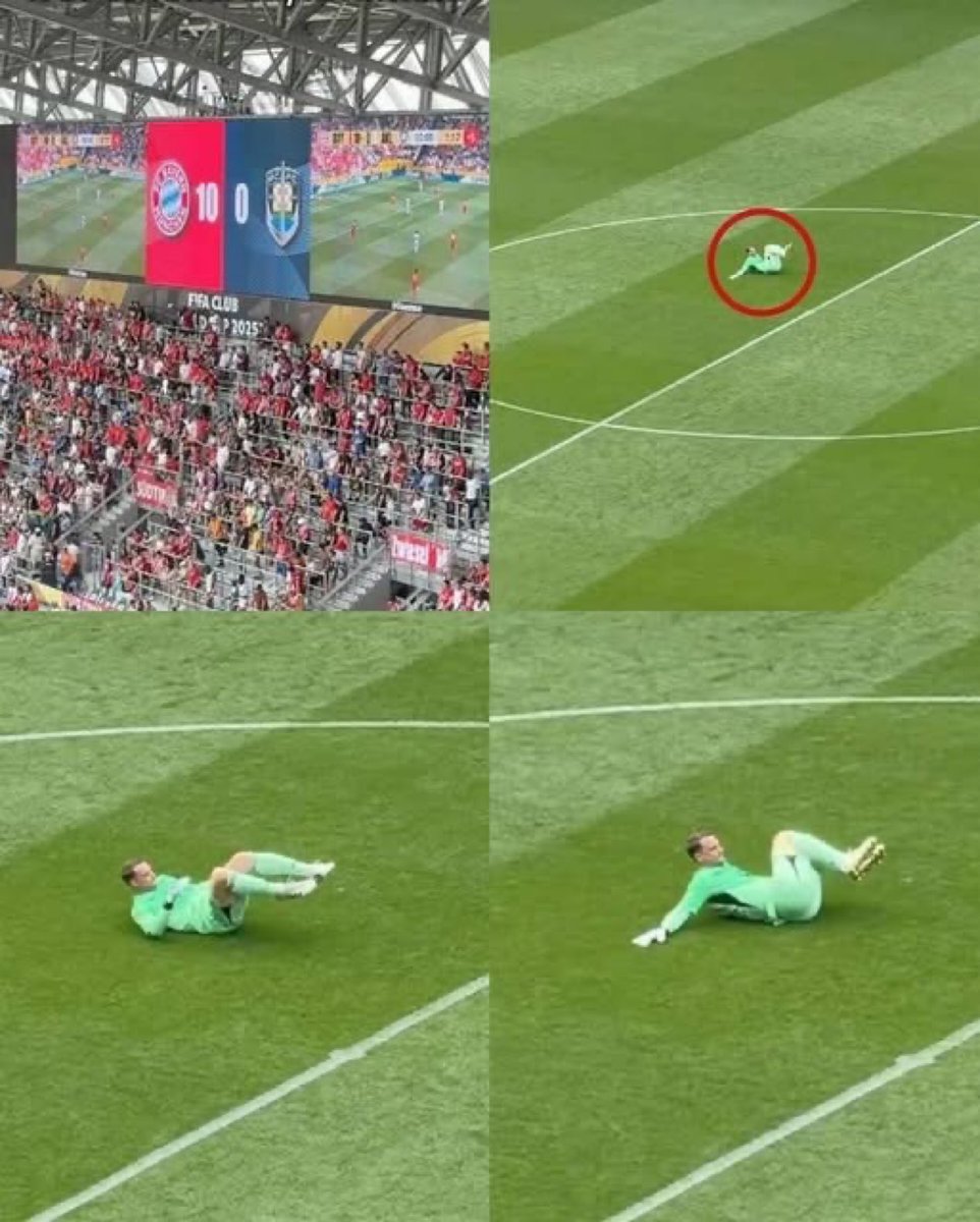 With the score at 10-0 against Auckland City, Manuel Neuer started doing warm-up exercises in the middle of the field😂😂