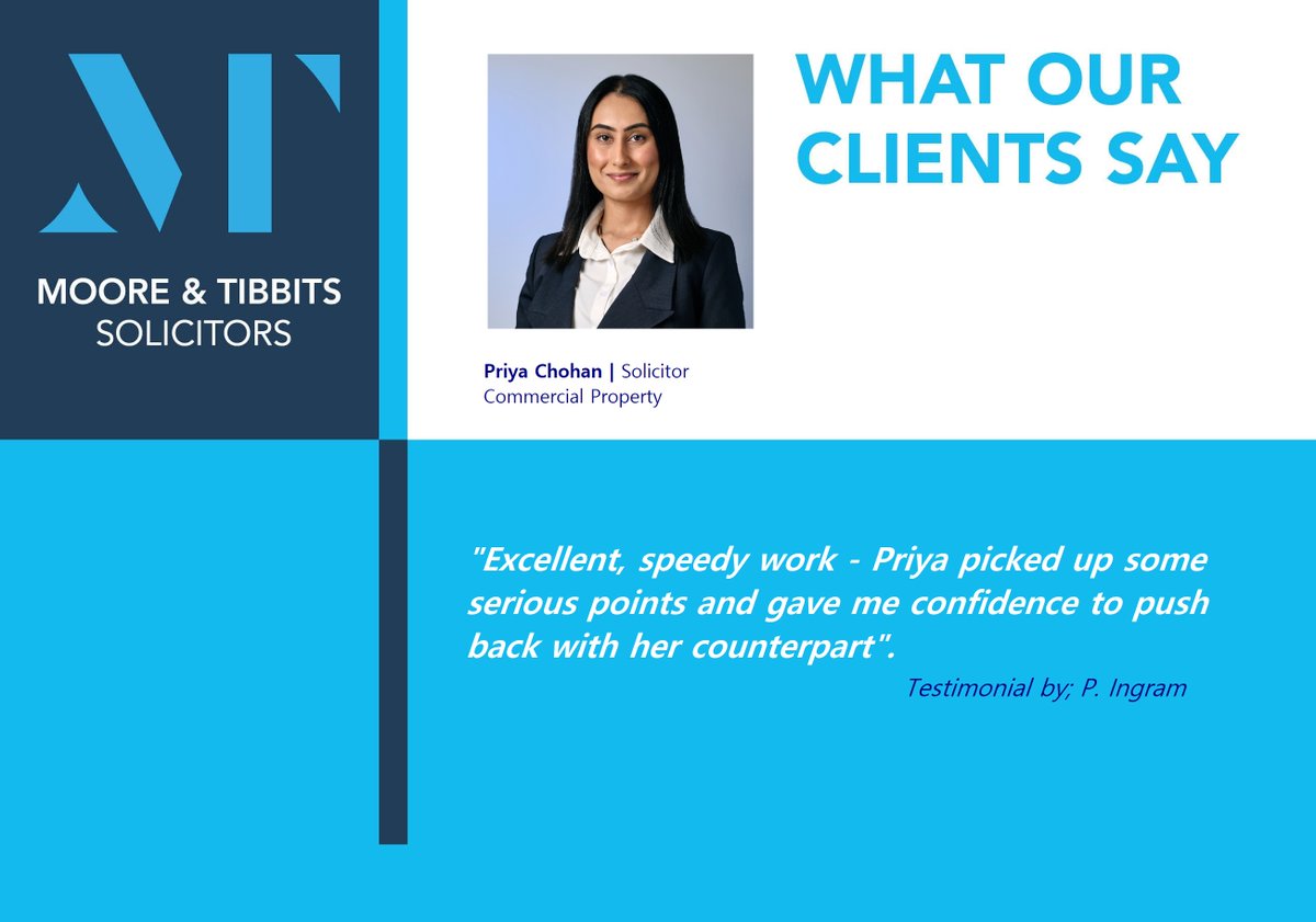Priya is a great addition to our established Commercial Property Team and our clients are saying the same thing. You can find out more about Priya and the work she carries out with our team on our website.

#clientreviews #ourclients #reviews