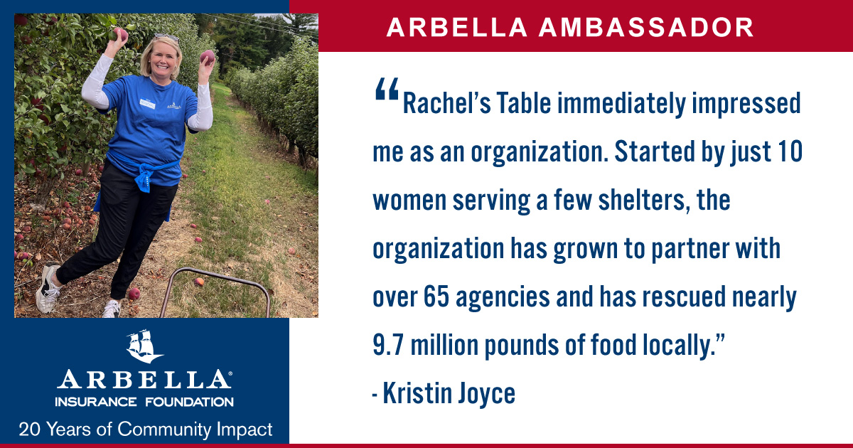 Arbella Insurance (@arbellains) on Twitter photo We’re excited to spotlight our next #ArbellaAmbassador: Kristin Joyce, Claims Manager. Arbella is proud to feature Kristin this month and all of the amazing work she is doing with <a href="/Rachels_Table/">Rachel's Table</a> based in Springfield, MA. #GivingBack #ForGood #CelebratingCommunityImpact We’re excited to spotlight our next #ArbellaAmbassador: Kristin Joyce, Claims Manager. Arbella is proud to feature Kristin this month and all of the amazing work she is doing with <a href="/Rachels_Table/">Rachel's Table</a> based in Springfield, MA. #GivingBack #ForGood #CelebratingCommunityImpact