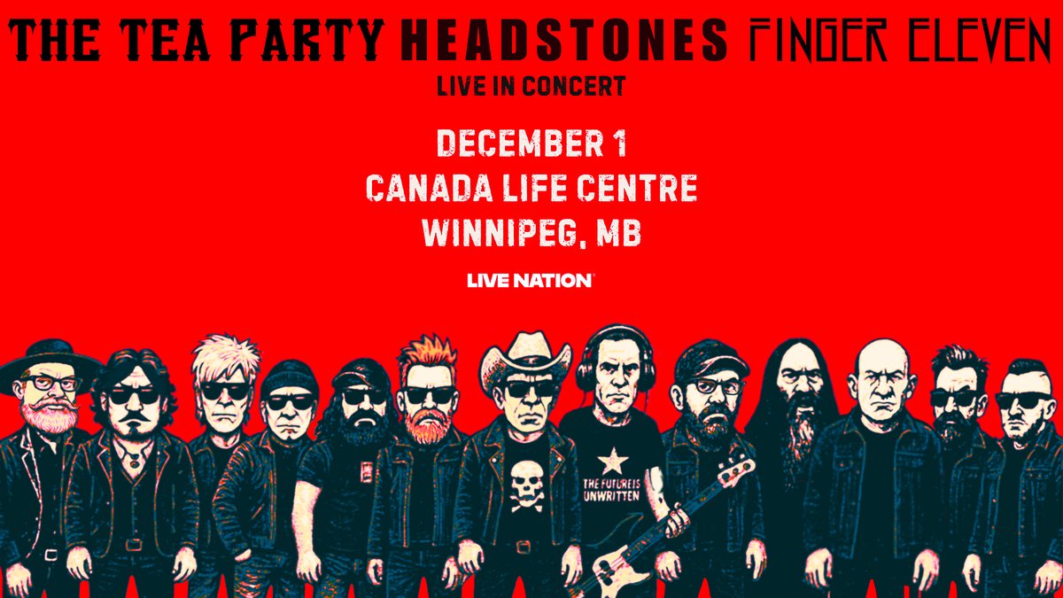 JUST ANNOUNCED: The Tea Party, Headstones, and Finger Eleven will be live at Canada Life Centre on December 1!
🎟️ Tickets are on sale Friday, June 20 at 10am.