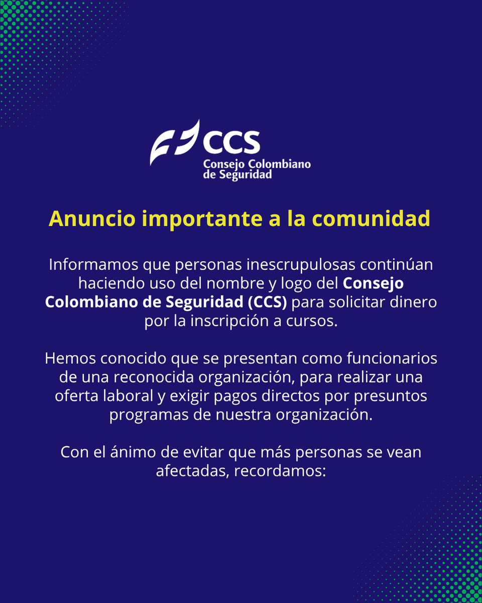 Consejo Colombiano de Seguridad - CCS tweet media