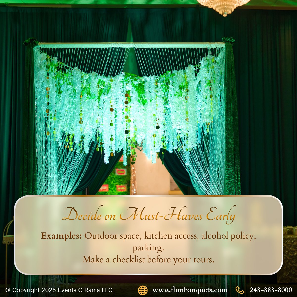 FHMBanquets_MI's tweet photo. ✨ So what really matters when picking a space?
Swipe through to explore key elements that elevate a venue — from breathtaking decor to seamless service. Each space at Farmington Hills Manor is designed with your vision in mind. 

#VenueTips #WeddingPlanning #EventChecklist https://t.co/23OrzIUNMI