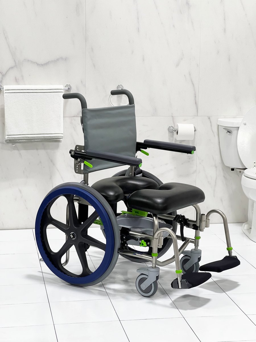 RAZDesignInc's tweet image. Left / Right Access VFI seat with a 4" commode pan spacer kit.

#commodepan #showercommode #showerchair