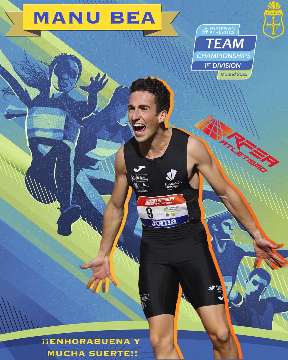 🟡🔵MANU BEA MEDINA ESTARÁ EN EL 400M DE LA COPA DE EUROPA DE SELECCIONES🔵🟡

🔝 Manu Bea debuta con la selección absoluta en la mejor temporada de su vida.

🔵 Participará en el 400m en la Copa de Europa Selecciones en Madrid que tendrá lugar del 27 al 29 de junio de 2025.