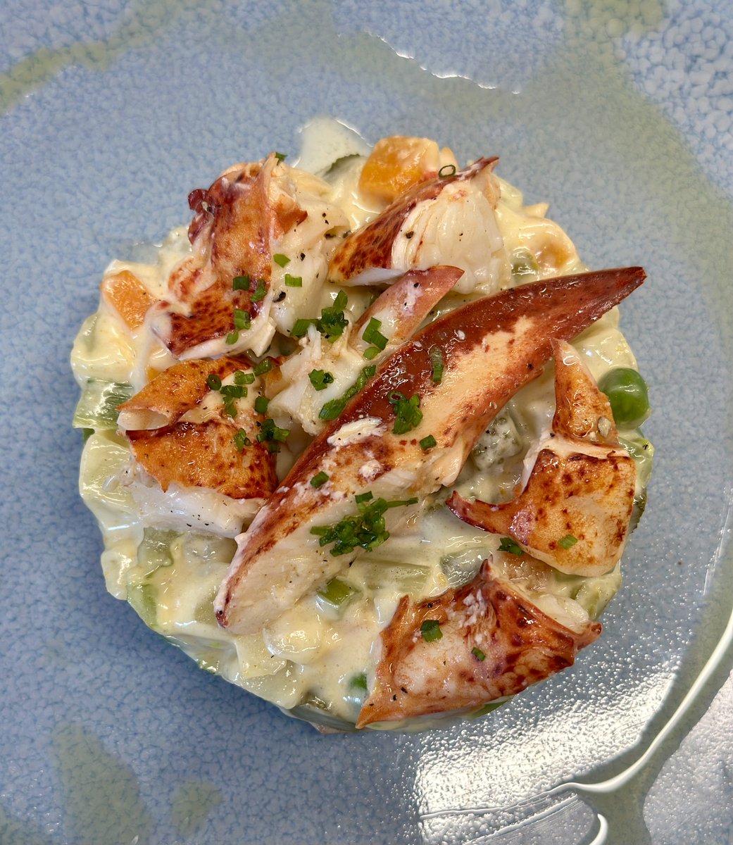 Brian Clivaz (@brianclivaz) on Twitter photo Lunch today - cold poached lobster with Russian salad. Lunch today - cold poached lobster with Russian salad.