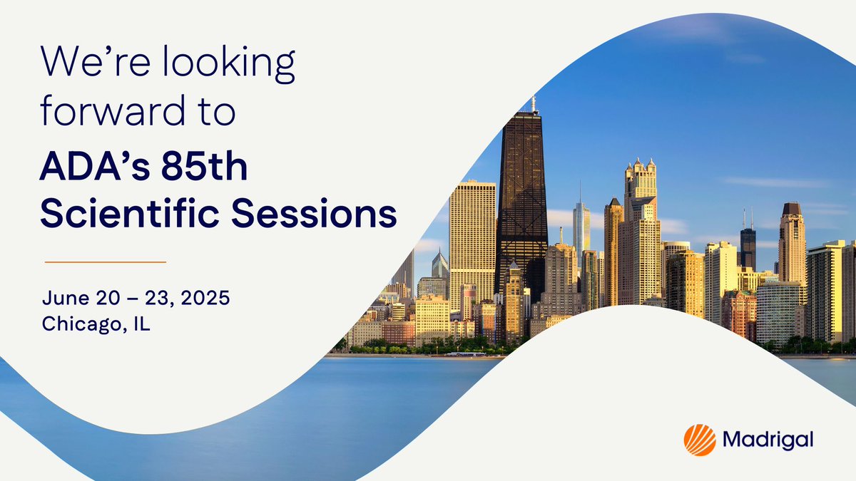 Madrigal Pharmaceuticals (@madrigalpharma) on Twitter photo Chicago, here we come! We’re off to the <a href="/AmDiabetesAssn/">American Diabetes Association</a>’s 85th Scientific Sessions to discuss the latest advancements in liver health. Stop by booth 2429 to meet our team! #ADA2025 #ADASciSessions Chicago, here we come! We’re off to the <a href="/AmDiabetesAssn/">American Diabetes Association</a>’s 85th Scientific Sessions to discuss the latest advancements in liver health. Stop by booth 2429 to meet our team! #ADA2025 #ADASciSessions