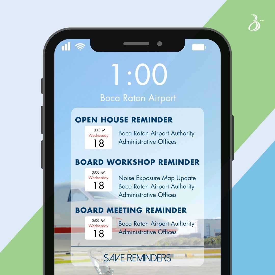 Reminder: The NEM Open House, Workshop, &amp; Board Meeting Are Cleared for Takeoff! ✈️ Join us on June 18, at 903 NW 35th Street, Boca Raton, FL, for key discussions on the Noise Exposure Map from 1:00 P.M. - 3:00 P.M. Our Regular Board Meeting will follow, starting at 5:00 P.M.