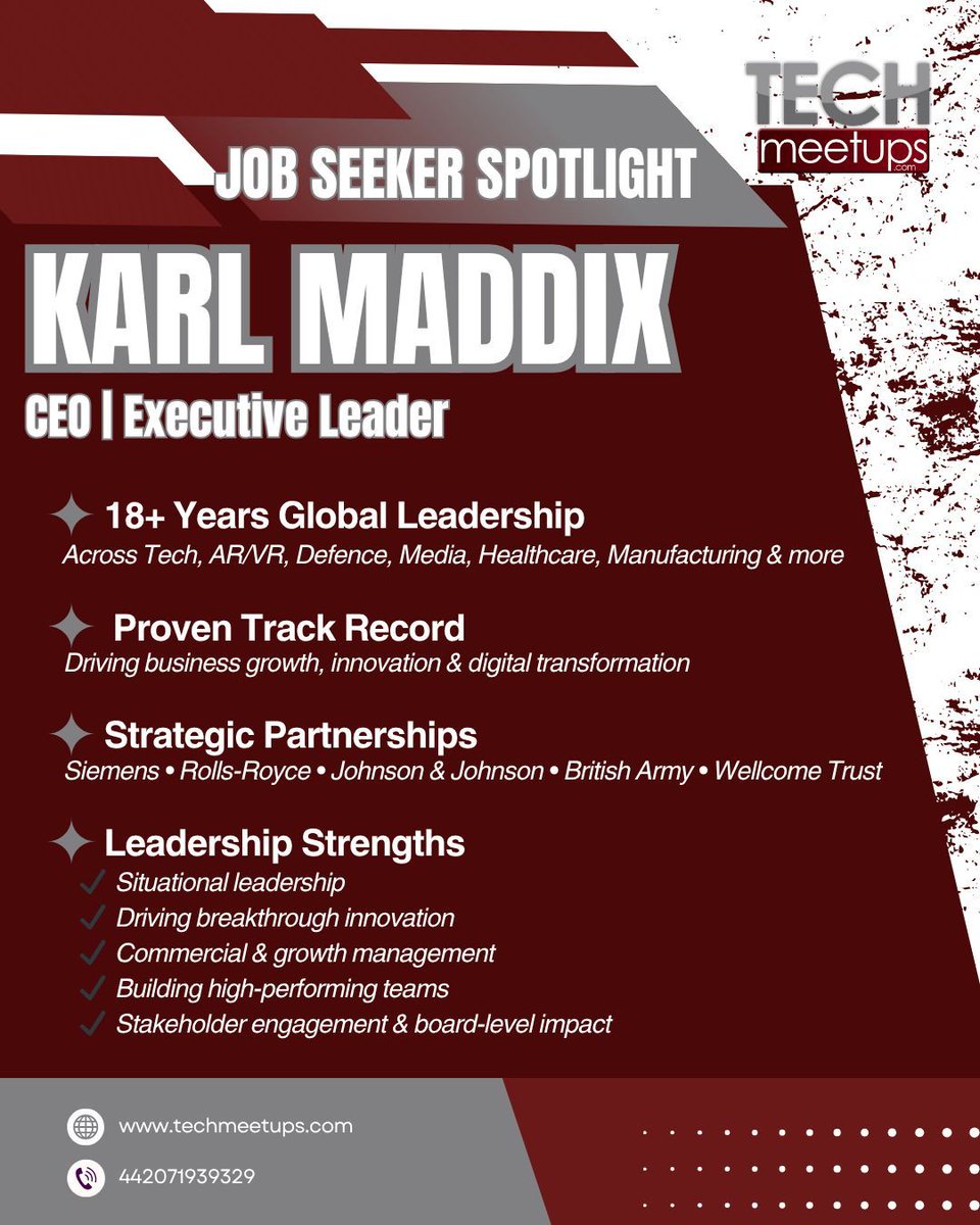 TechStartupJobs (@techstartupjobs) on Twitter photo ๐ Shoutout to Karl Maddix โ Visionary CEO, Tech Pioneer & Change Leader
๐ Looking for a game-changing leader to drive innovation in your organisation?
๐ฉ Contact Karl Maddix now karlmaddix@hotmail.comโ the right leadership makes all the difference.
#Leadership #Innovation ๐ Shoutout to Karl Maddix โ Visionary CEO, Tech Pioneer & Change Leader
๐ Looking for a game-changing leader to drive innovation in your organisation?
๐ฉ Contact Karl Maddix now karlmaddix@hotmail.comโ the right leadership makes all the difference.
#Leadership #Innovation