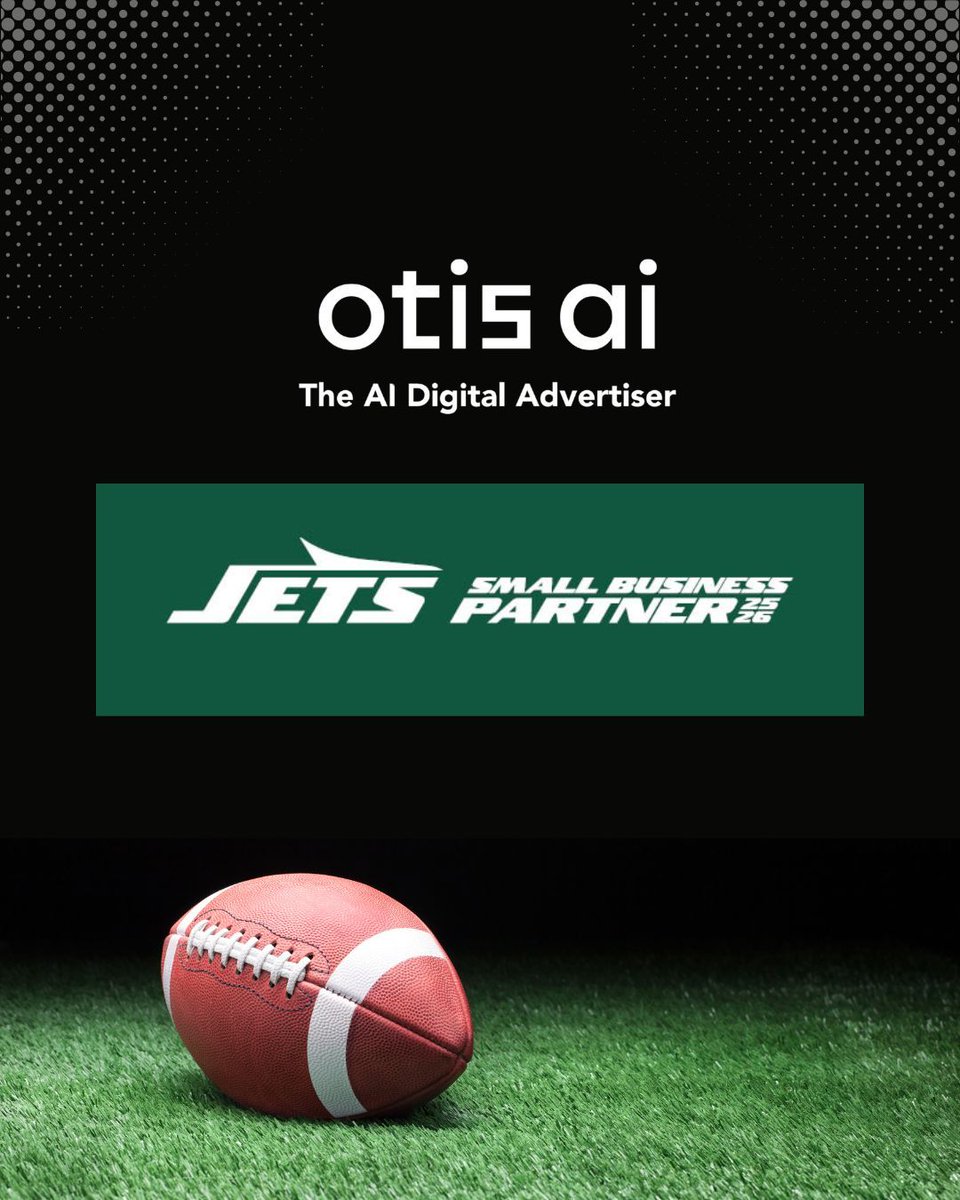 Otis AI (@otis_ai) on Twitter photo Proud to once again be an Official Small Business Partner with the <a href="/nyjets/">New York Jets</a> for the 25-26 season — thanks to <a href="/ElevenSports/">Eleven Sports Media</a> for our continued collaboration 🙌
Here’s to helping more small businesses win with AI-powered ads.
Let’s go Jets! 🟢 Proud to once again be an Official Small Business Partner with the <a href="/nyjets/">New York Jets</a> for the 25-26 season — thanks to <a href="/ElevenSports/">Eleven Sports Media</a> for our continued collaboration 🙌
Here’s to helping more small businesses win with AI-powered ads.
Let’s go Jets! 🟢