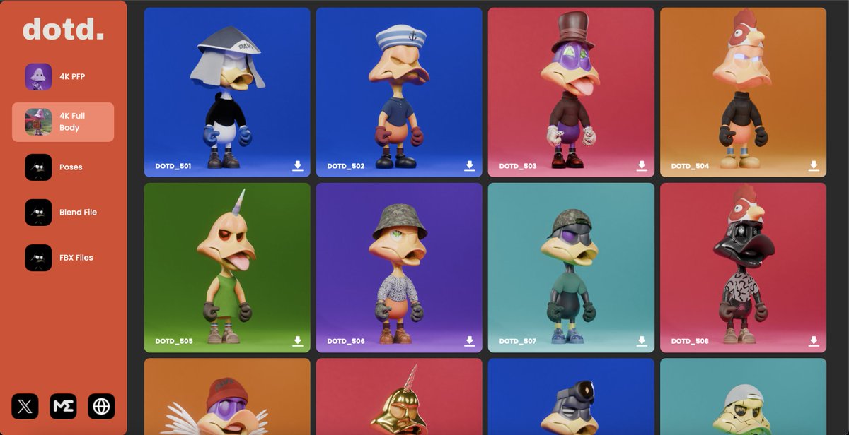 🦆 DOTD HUB IS NOW LIVE 🦆
The official content portal for all Dawn of the Duck holders is finally here.

🔓 What’s inside?
Access exclusive content tied to your ducks:
• 4K PFPs
• 4K Full-Body Renders
• 3d files
• Custom Poses
and more on the way... including foxes👀

🧭 How