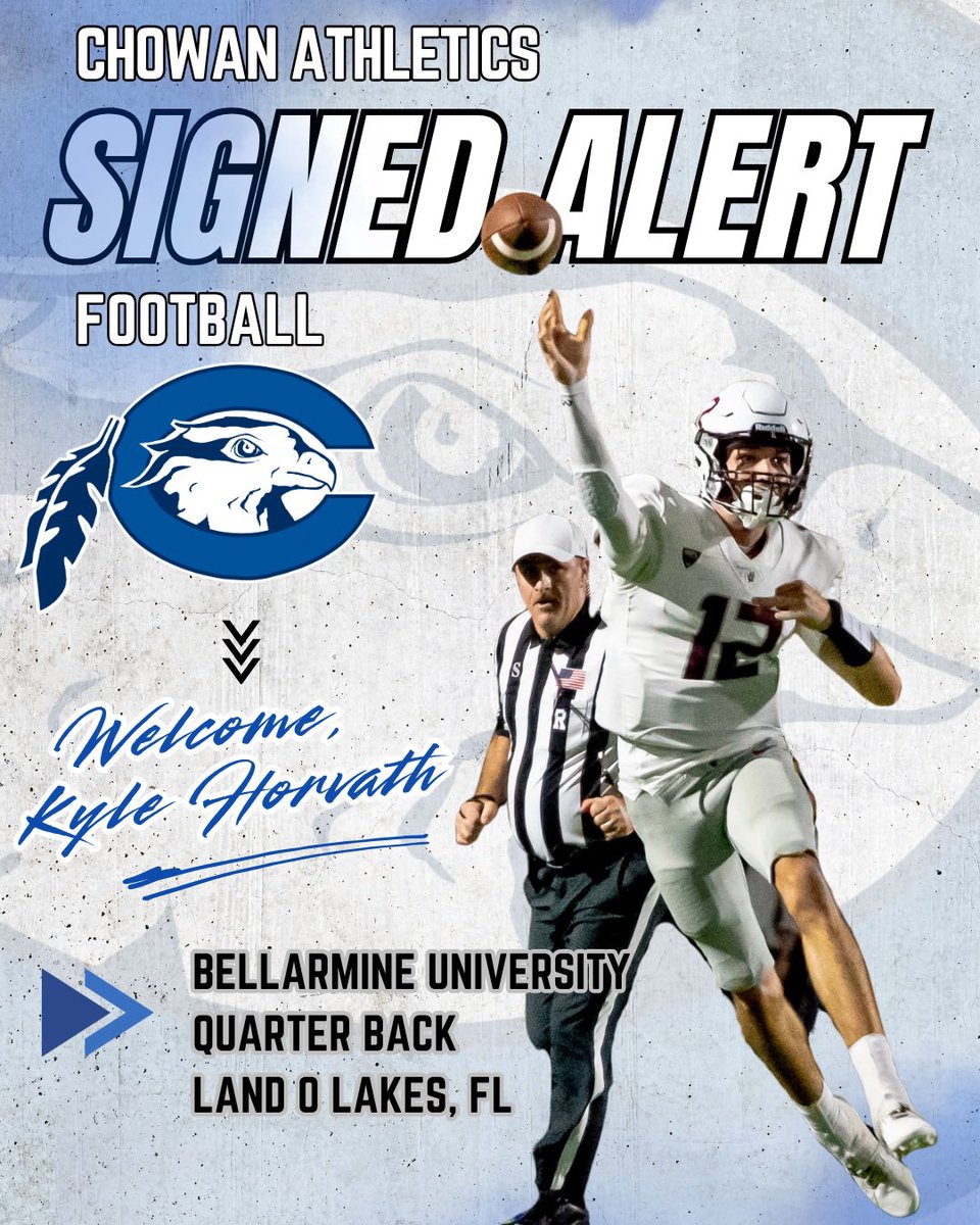 🚨 Chowan University Athletics is excited to welcome the following two future Hawks!🚨 

🎾  Janna Lerma - Women’s Tennis
🏈  Kyle Horvath - Football

Everyone @ChowanUniversity is thrilled to welcome you all to the Hawks family!