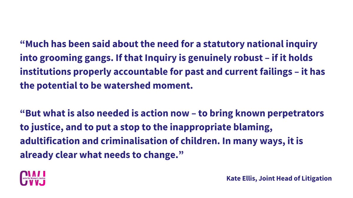 The Govt has announced a statutory inquiry into abuse &amp; exploitation of children by grooming gangs across the UK 

We applaud Baroness Casey’s recognition of the untold damage caused by criminalising abused girls instead of protecting them.

Full comment: ow.ly/nGlp50WaImv