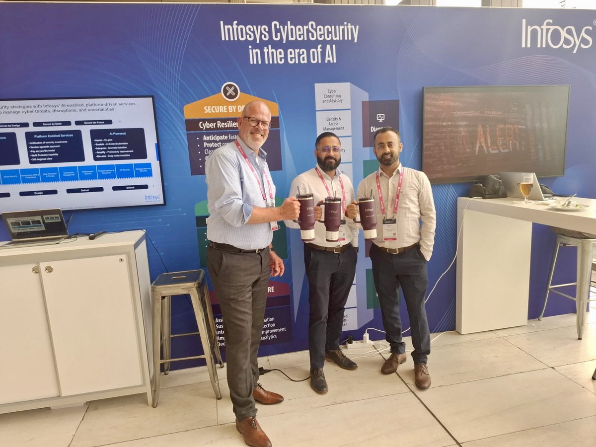 InfosysEvents's tweet image. Curious about how to implement #ZeroTrust security or leverage #AI to reduce cybersecurity risks? Meet #InfosysCyberSecurity leaders Luke Smith, Arnoud Hablous, Kamesh Grover, and Varun Soni at Booth # G6 at Zenith Live’25 in Prague! See you there! bit.ly/4jxUErK…
