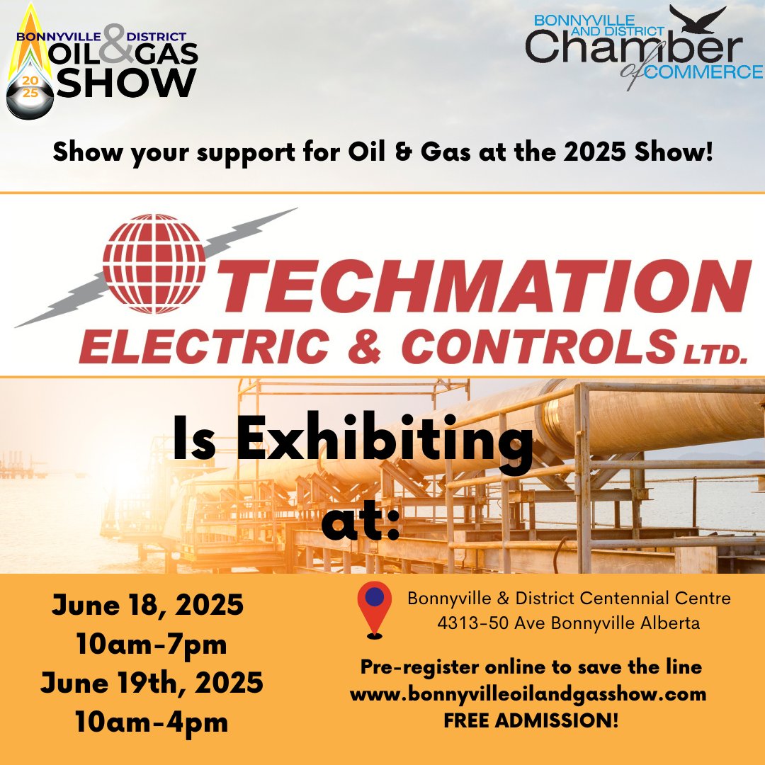 Tech_mation's tweet image. Rain or shine, come visit the Techmation team at the Bonnyville District Oil &amp;amp; Gas Show!

📅 June 18th — Doors open at 10 AM
📍 Booth #4127 — Outside location

We’re looking forward to connecting with you — stop by for a chat!
bonnyvilleoilandgasshow.com/exhibitors