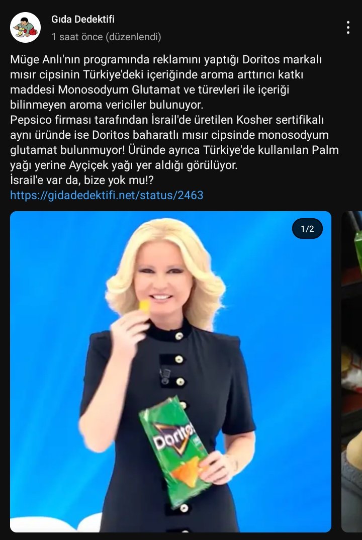 katreikerim's tweet photo. Gıda dedektifi Müge Anlı'nın Doritos reklamını eleştirmişti. Şimdi hesapları erişilemez durumda. https://t.co/PgYoTJOZgE