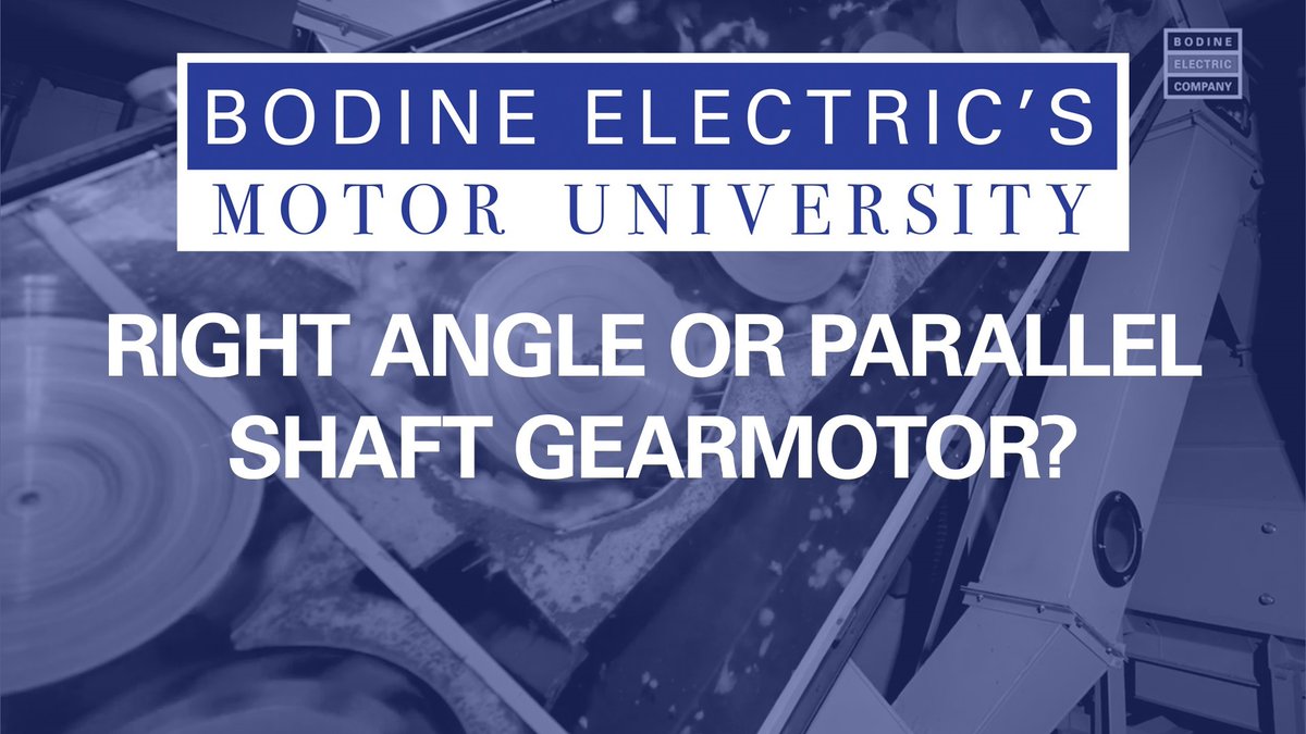 Episode 5 – Bodine Electric’s Motor University engineers will explain  how to select between a right angle and a parallel shaft gearmotor for your next machine design. 
youtu.be/I0i3fw7imBc?fe…
 #bodineelectriccompany #gearmotors #motors #controls #episode5