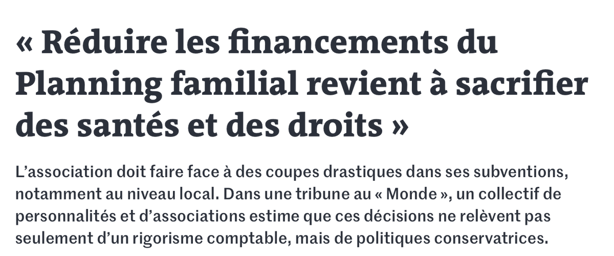 Couper dans les services publics et les associations, c'est s'attaquer aux droits acquis, et fragiliser les femmes, les personnes LGBTQIA+, les personnes migrantes, les jeunes et les plus précaires.

Soutien au Planning familial !

Pour les aider➡️ urls.fr/t4kn1e