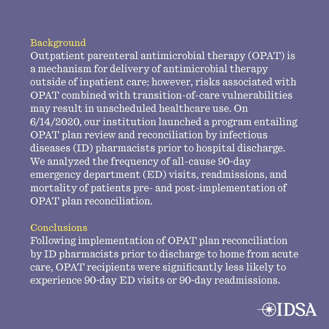 Propensity score-weighted analysis of the impact of outpatient parenteral antimicrobial therapy (OPAT) plan reconciliation on unscheduled care

✅ Just Accepted
🔗 bit.ly/45XcLUB
