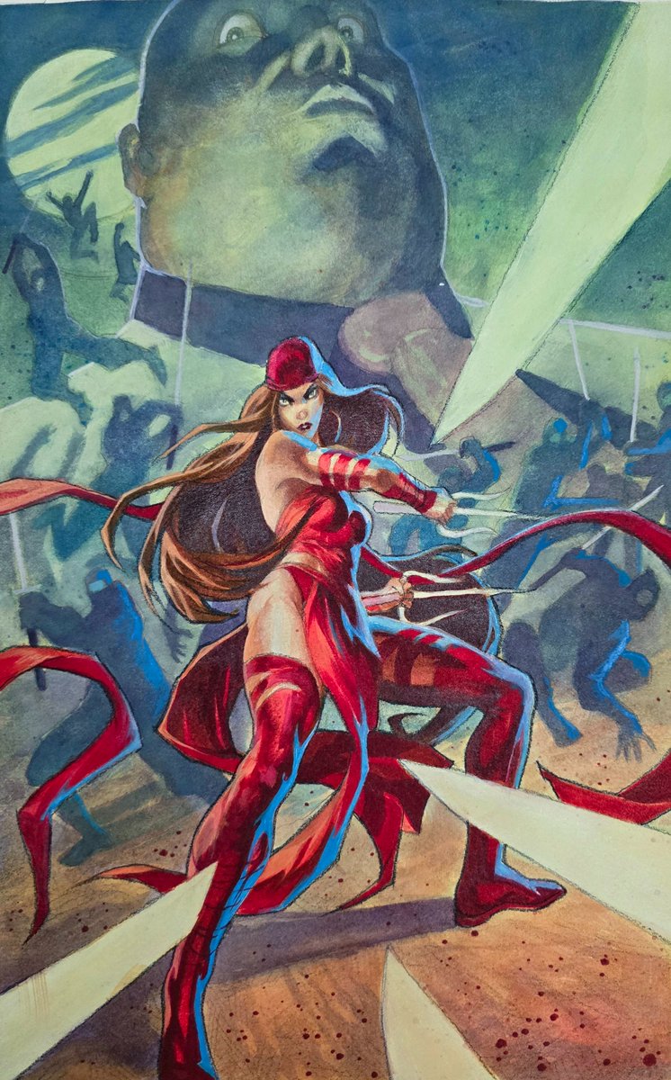 Elektra mixed media on watercolor paper.