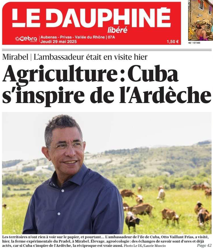 EmbaCubaFrancia's tweet photo. L'ambassadeur de Cuba en France, @otto_vaillant🇨🇺 a visité le domaine #Pradel (Ardèche) le 28 mai dernier.
✍️La presse l'a raconté ainsi ! @EmbaCubaFrancia https://t.co/jLN5sOEBJu