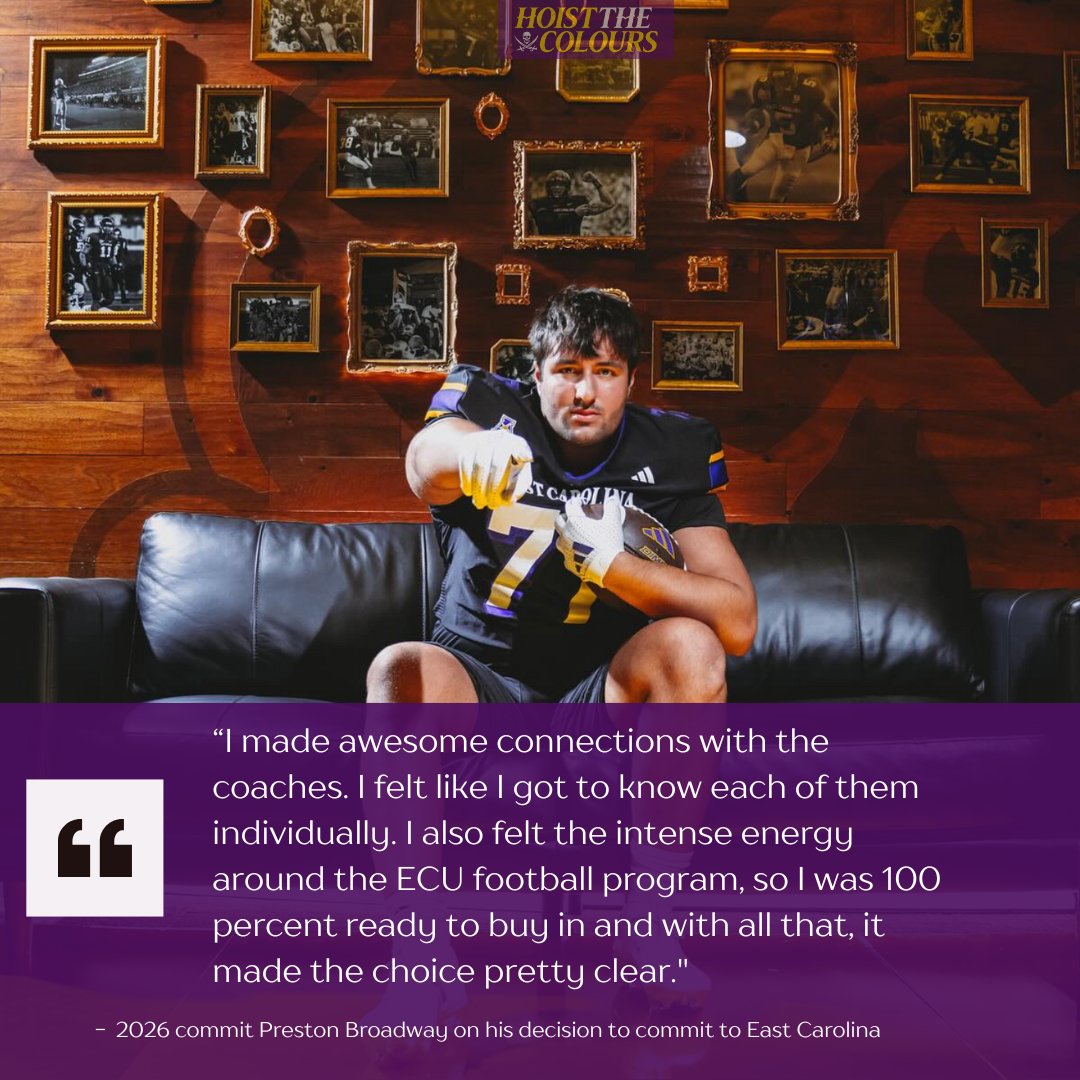 Hoist The Colours (@htc247) on Twitter photo New ECU offensive line commitment Preston Broadway goes in-depth on his decision to join the Pirates' 2026 class (VIP).
<a href="/pbroadway77/">Preston Broadway</a>
247sports.com/college/east-c… New ECU offensive line commitment Preston Broadway goes in-depth on his decision to join the Pirates' 2026 class (VIP).
<a href="/pbroadway77/">Preston Broadway</a>
247sports.com/college/east-c…