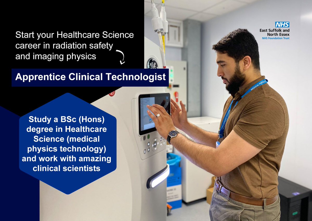 📢 NEW APPRENTICESHIP ALERT!

Are you looking for a healthcare science degree apprenticeship? Do you want a career in radiation safety and imaging physics, specialising in radiation physics with the NHS?👇 

💻 Apply here: buff.ly/QD50J1z 

#NHS #NHSJobs #Apprenticeship