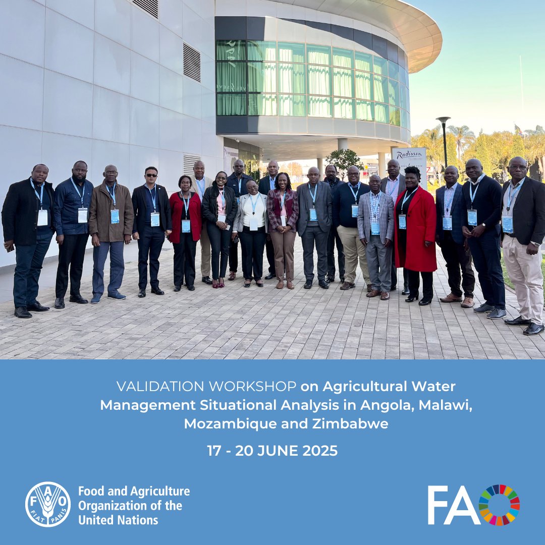 faosfsafrica's tweet photo. 💧Water is life👉and in Southern Africa, it is key to climate #Resilience🌍

This week @FAO @SADC_News &amp; stakeholders are validating key findings to strengthen agricultural #WaterManagement—crucial for smallholder farmers👩‍🌾food security🍲livelihoods💰and protecting ecosystems🏞️ https://t.co/1yFR9AIIzk