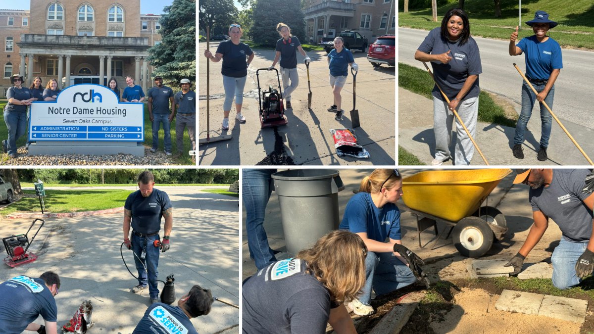 Out of the office and lending a hand. Recently we had several groups stop by the Notre Dame Housing assisted living facility in Florence and help check off some items on their to-do list. What a great way to serve others!
