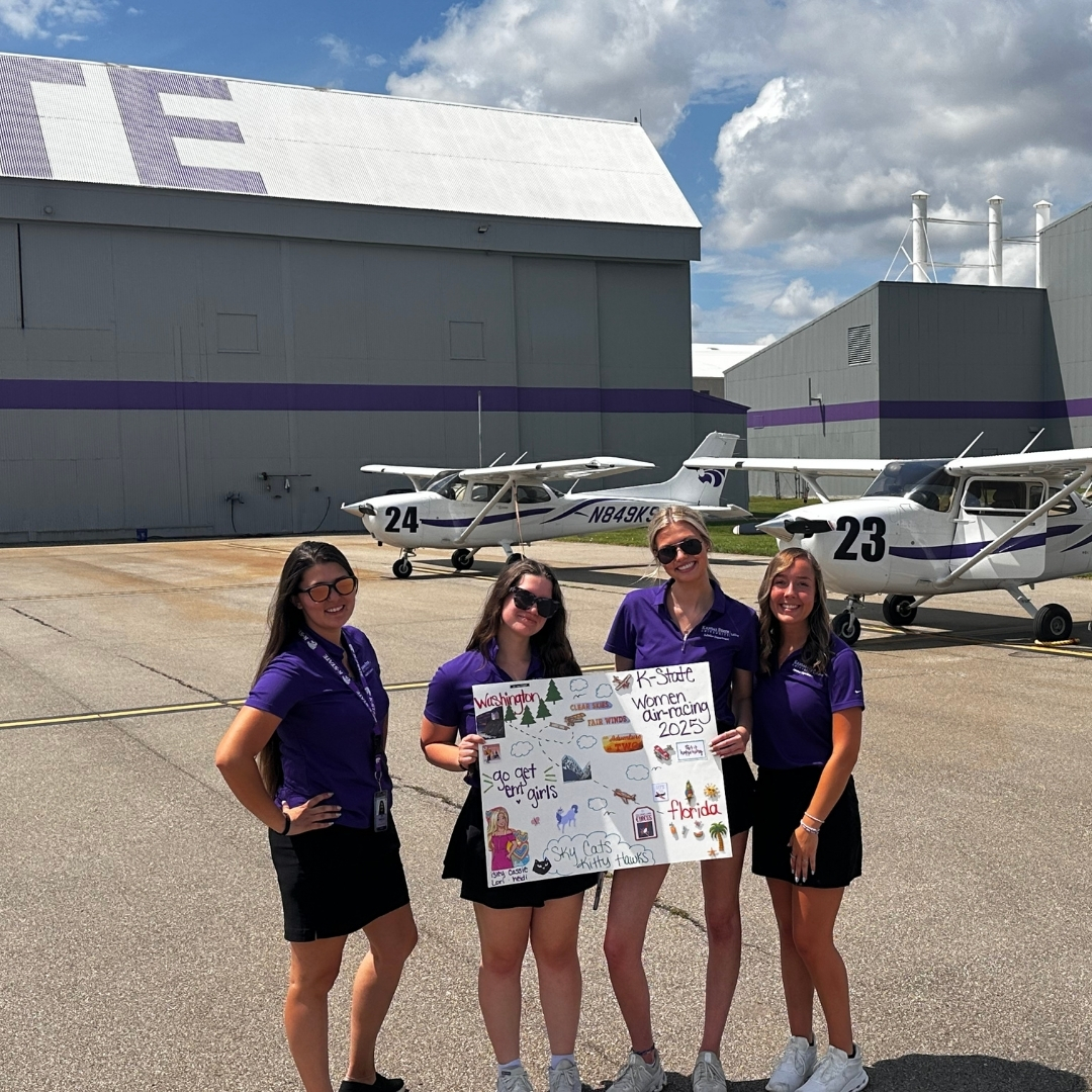 KSU_Salina's tweet photo. The nine-state journey from the Gulf to the Pacific Northwest begins today! This year's Air Race Classic is ready for takeoff!

Follow along with #KStateSalina teams, Sky Cats and Kitty Hawk, here: https://t.co/wIFMO2cd6O

#FlyKState | #ExperienceMatters https://t.co/cbDda9xg5r