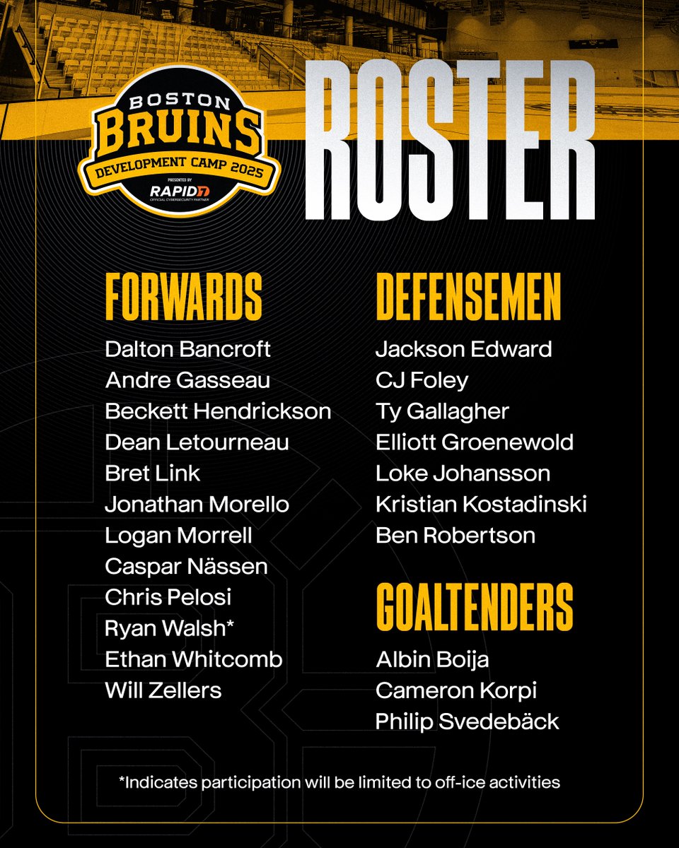 #NHLBruins announce 2025 Development Camp roster and schedule;
bit.ly/44jZ3Kb
