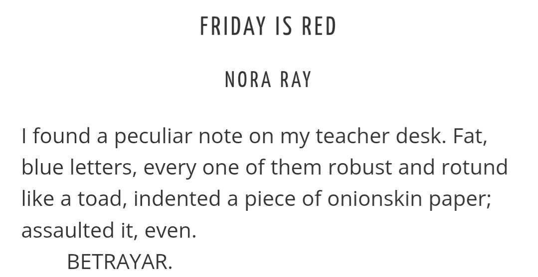 N. R. (@noraraywrites) on Twitter photo 🍎my short-short story "FRIDAY IS RED" is out there in the <a href="/TwinBirdReview/">Twin Bird Review</a> summer issue!
twinbirdreview.com/ray-banerjee-3… 🍎my short-short story "FRIDAY IS RED" is out there in the <a href="/TwinBirdReview/">Twin Bird Review</a> summer issue!
twinbirdreview.com/ray-banerjee-3…