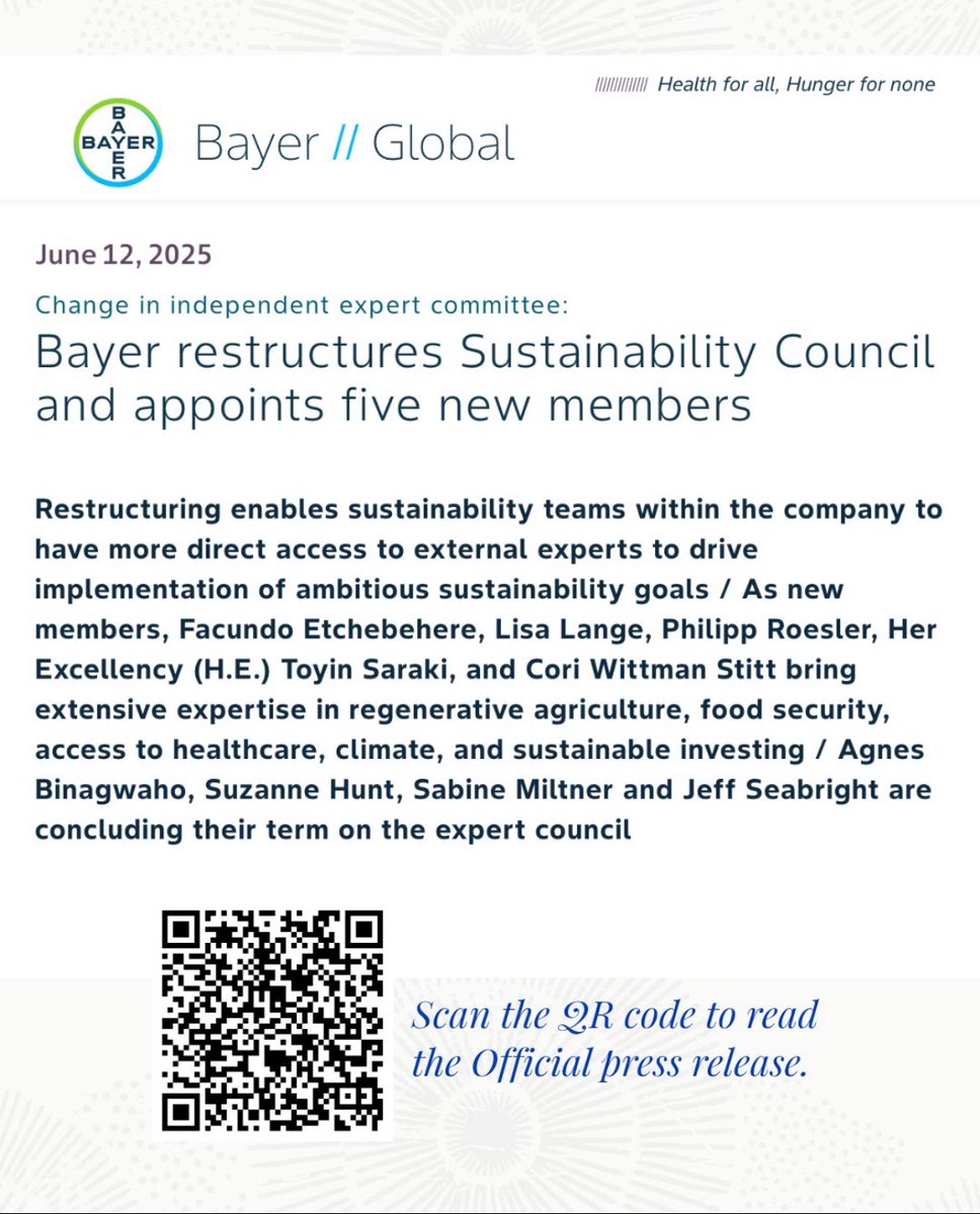 I hereby congratulate Her Excellency @toyinsaraki, on her appointment to the @bayerPharma Sustainability Council.

I am not surprised about this appointment because she has proven to be an achiever in the public health sector with what @wellbeingAfrica has been able to deliver