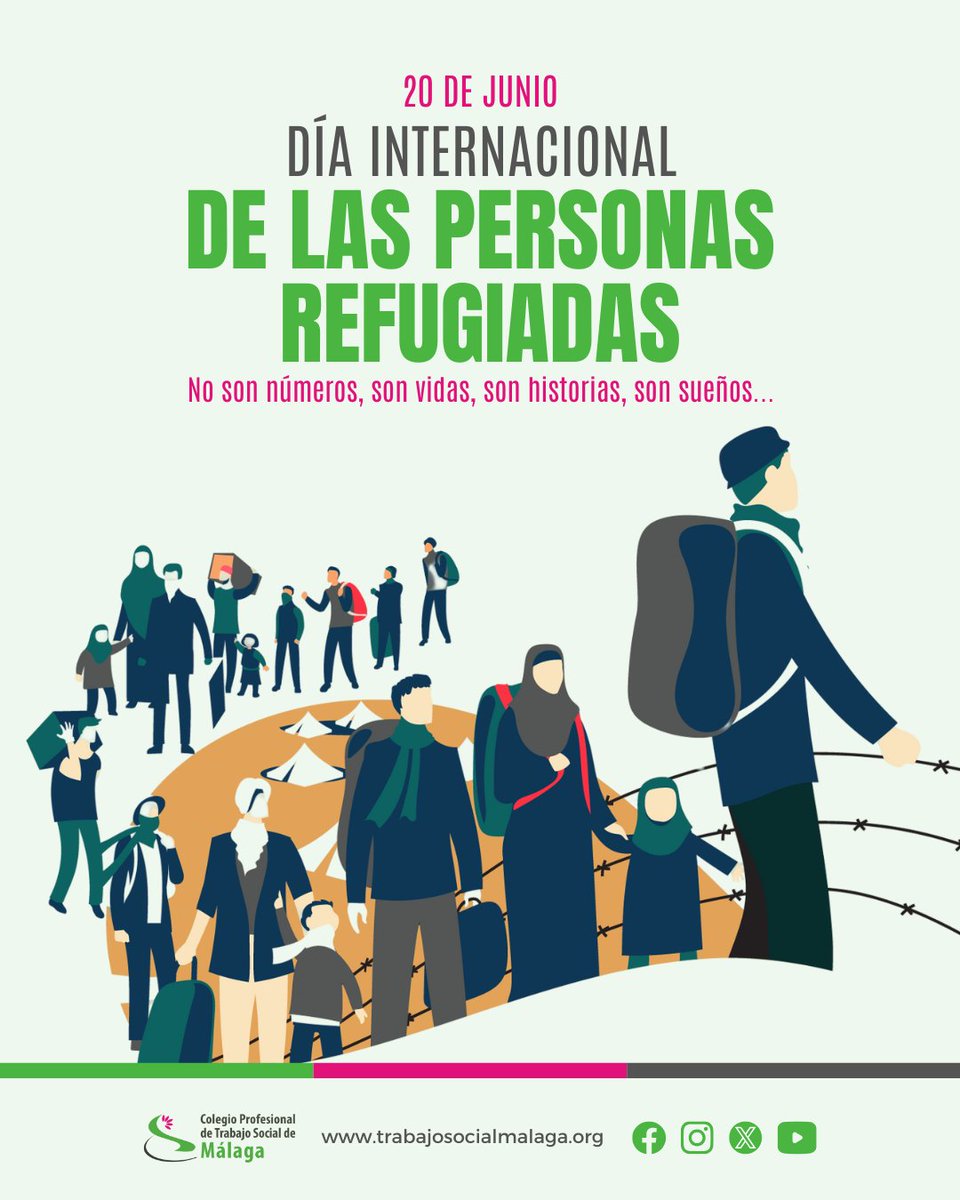 Colegio Profesional de Trabajo Social Málaga (@colegiotsmalaga) on Twitter photo Hoy en el #DíaMundialDeLasPersonasRefugiadas, el <a href="/COLEGIOTSMALAGA/">Colegio Profesional de Trabajo Social Málaga</a> y la profesión de #TrabajoSocial, como promotores de #DerechosHumanos, solicitamos a las autoridades fortalecer la #proteccióninternacional y el asilo, además de vías legales y seguras para las personas refugiadas. Hoy en el #DíaMundialDeLasPersonasRefugiadas, el <a href="/COLEGIOTSMALAGA/">Colegio Profesional de Trabajo Social Málaga</a> y la profesión de #TrabajoSocial, como promotores de #DerechosHumanos, solicitamos a las autoridades fortalecer la #proteccióninternacional y el asilo, además de vías legales y seguras para las personas refugiadas.