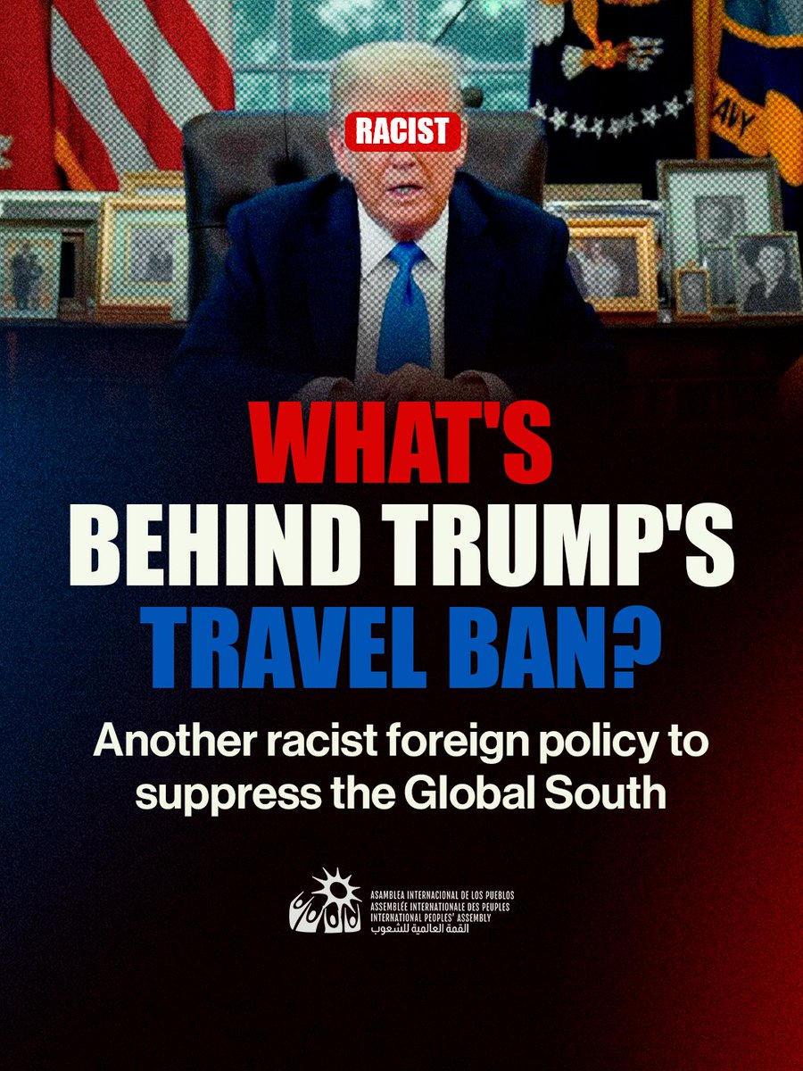 peoplesassembl_'s tweet image. ✈️ On June 4, 2025, Trump announced an Executive Order called “Restricting the Entry of Foreign Nationals to Protect the United States from Foreign Terrorists and Other National Security and Public Safety Threats.” This, like so many U.S. exclusion acts and travel bans of the…
