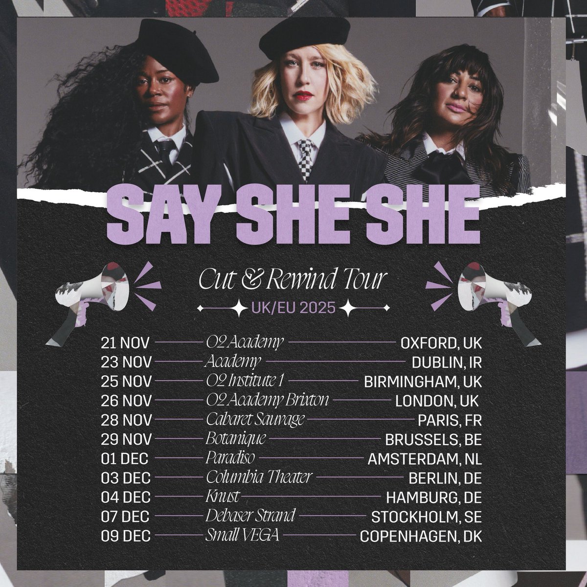 SaySheShe's tweet image. 📢 CUT &amp;amp; REWIND is HERE! 💋 Our first single + title track is out now 🌀
✂️ Album drops Oct 3
🏁 UK/EU Tour this Nov–Dec!
🎟️ Presale 6/19, GA 6/20 at saysheshe.com
#CuTandReWiNd