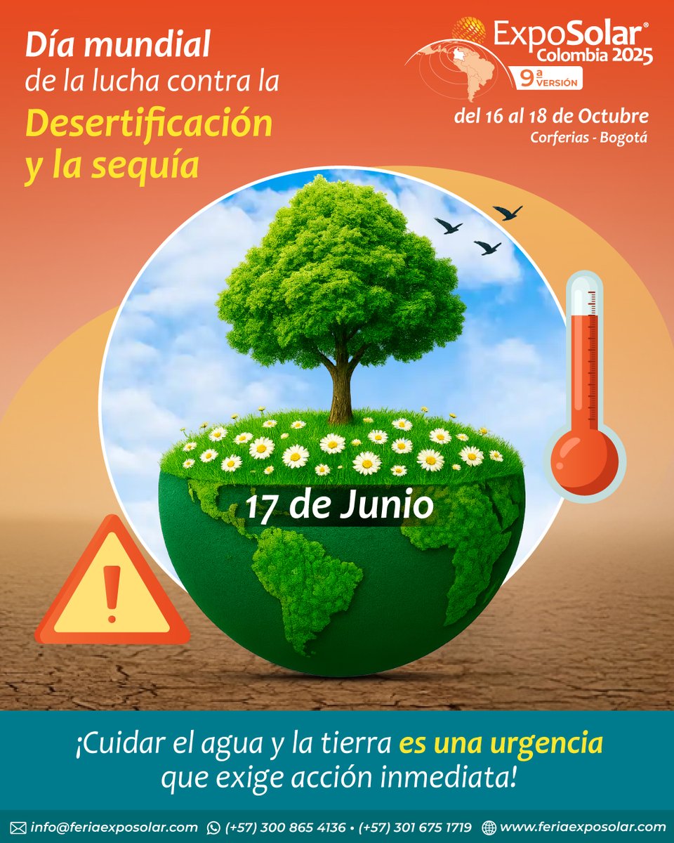 🌍 17 de junio: Día contra la Desertificación y Sequía. La degradación del suelo y el cambio climático nos exigen actuar.

Las energías limpias pueden restaurar ecosistemas y conservar recursos. ¡Aún es tiempo de cambiar! 🌞

#EnergíasRenovables #CambioClimático