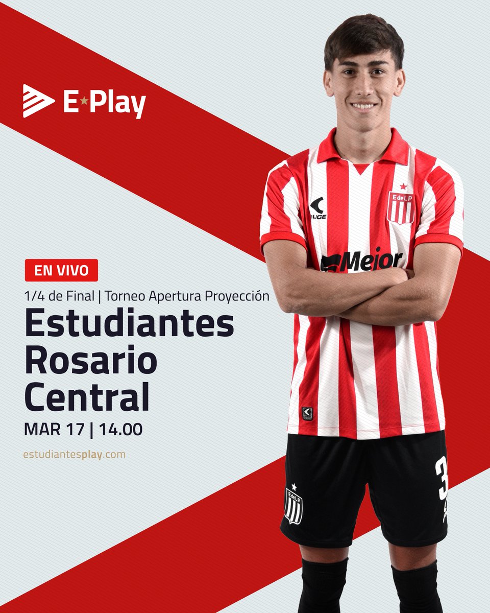 Estudiantes Play (@estudiantesplay) on Twitter photo 🔜 ¡Juega la Reserva! 🦁
🏆 #TorneoProyección - Cuartos
⚽️ <a href="/EdelpOficial/">Estudiantes de La Plata</a> 🆚 <a href="/RosarioCentral/">Rosario Central</a>
⏰ 14:00
¡En VIVO por #EstudiantesPlay!
📲 estudiantesplay.com 🔜 ¡Juega la Reserva! 🦁
🏆 #TorneoProyección - Cuartos
⚽️ <a href="/EdelpOficial/">Estudiantes de La Plata</a> 🆚 <a href="/RosarioCentral/">Rosario Central</a>
⏰ 14:00
¡En VIVO por #EstudiantesPlay!
📲 estudiantesplay.com